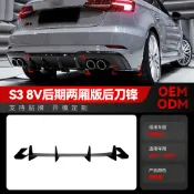 【Nami】適用2017-2020奧迪A3 S3 8V兩廂版Hatchback尾脣擾流改裝件 後下巴 後下擾流 後下導流