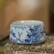 全球選品1館 生活百貨 景德鎮青花陶泥花鳥茶洗水盂家用茶渣缸陶瓷水洗廢水缸茶道零配件