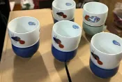 古瓷堂日本回流瓷器 日本百年庵深川製葫蘆杯 手工陶瓷茶具 綠釉168米款 茶道茶杯 日式美濃燒 茶席擺設 陶瓷工藝品 禮物送禮 典藏瓷器
