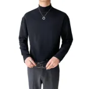 輕熟風中高領長袖體恤 M-2XL 素色百搭體恤 春秋季韓國打底衫 男士帥氣內搭 長袖體恤