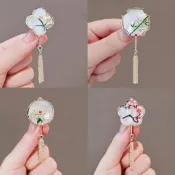🔥臺灣出貨🔥蘭花古風金屬胸針 別針 高檔ins女中國風扇子流蘇西裝別針 旂袍壓襟胸花 diy服裝配件 合金飾品 女生衣服