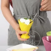 【福滿來】馬卡龍色陶瓷冰淇淋杯 創意雪糕杯果汁杯甜筒杯 高腳沙拉杯奶昔杯 甜品 冷飲杯 水杯 蛋糕杯 兩個出貨 AUBQ