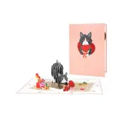 Paper Play 萬用卡片-3D立體玫瑰貓咪造型卡片 生日卡片 祝福卡片 母親節卡片(3D卡片 立體卡片)