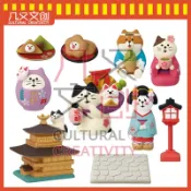 【Jy】DECOLE小物✿D24-07 日式雜貨❤京都 和服貓 KYOTO 金閣寺 歌舞伎櫻花擺件 公仔禮物 樹脂擺件