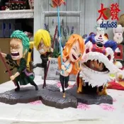 海賊王 新春 路飛 索隆 山治 娜美 帽團春節舞龍舞獅 手辦 擺件