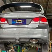 喜美八代 K12 裝雙出炮管 客製化汽車 牛角型雙出 改牛角雙邊尾段 雙邊尾段訂製 直通尾段訂製 原廠桶改四出尾飾管
