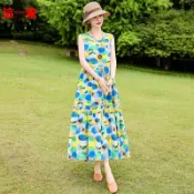 NN韓系背心裙夏款｜棉綢無袖加長連身裙｜大碼洋裝大擺海邊度假沙灘裙｜顯瘦垂墜感涼爽穿搭