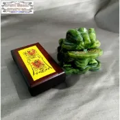 【發發開運坊】咬錢河南玉三角蟾蜍 長8.5cm 寬7cm 高7cm+付底座+旺財符 《已硃砂開光》