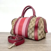 優買二手精品｜強勁特價只要5000‼️ GUCCI 269876 粉紅織帶緹花波士頓包 手提包 斜背包 斜挎包 側背包