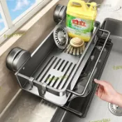 鶴町商社 【精選】吸盤廚房置物架抹布收納瀝水架免打孔壁掛架子水龍頭水槽神器