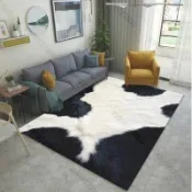 ins潮牌動物皮毛豹紋客廳臥室地毯歐式斑馬紋仿虎皮裝飾地墊定制