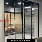 解憂雜貨鋪 【台灣公司 超低價】極窄玻璃折疊門吊軌廚房陽臺客廳商鋪重型洗車店隔斷折疊推拉移門