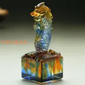 新加坡魚尾獅紀念品定制十周年琉璃印章辦公桌擺件創意禮品