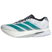 (店+)【adidas 愛迪達】JR4791 adidas Adizero Boston 13 時尚舒適 PU織物 低幫 休閒馬拉松競速跑步鞋 男女同款 白青