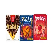 【Glico 格力高】Pocky 極品巧克力棒X3盒入(杏仁粒粒/草莓粒粒/極細 口味任選)