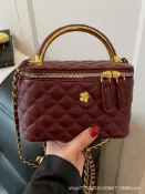 喜挖2店 復古手拎時尚水桶包包女2025新款小香風菱格鏈條單肩包百搭斜後背包