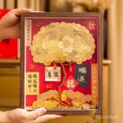 🚚臺灣出貨💨5毛錢髮財樹diy相框網紅金錢樹手工材料包招財擺件生日結婚禮物