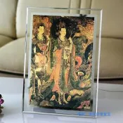 菩提樹神畫像 法海寺二十四諸天佛像畫 相紙塑封相框水晶擺臺 唐卡 佛畫