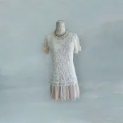 *♡*正韓Sooni/米色/柔軟蕾絲層次網紗洋裝/二手《Anna的百寶箱》