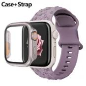 錶殼+錶帶花卉雕刻錶帶可更改為超兼容 Apple Watch Ultra 45mm 41mm 44mm 40mm 42m