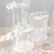 (店+)GIFTME5透明圓形塑膠蛋糕盒6寸-1入 透明園塑膠禮物盒 透明園禮盒 生日蛋糕盒 包裝盒 聖誕禮物 交換禮物
