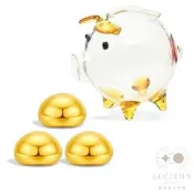 【路森】黃金金豆1公克3入組金重:0.80錢+-0.03錢(贈可愛豬玻璃撲滿隨機色)