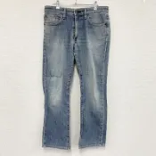 【DOKODEMO】EDWIN 503 牛仔褲，拉鍊門襟，垂直褪色，靛藍色，33碼，古著