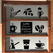 阿布屋壁貼》咖啡時光D‧ 壁貼 窗貼 Latte cafe coffee been 民宿 居家 套房 咖啡廳 點綴佈置.