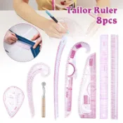 8PCS Sewing Rulers Set French Curve Ruler Clear Sewing Tailo