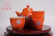 【自在坊茶具】日式三味茶品聞香杯套組 珊瑚紅 松石綠 草木灰 品茗杯 功夫茶杯 陶瓷杯子 茶藝表演 茶具(不含茶壺)