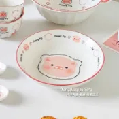小豬 盤子 陶瓷盤 陶瓷碗 陶瓷 花邊盤子 造型盤子 水果碗 沙拉碗 沙拉盤 花邊碗 魚盤 菜盤 陶瓷盤子 陶瓷盆