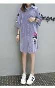 日韓服飾*米妮印花長版襯衫(藍)＊韓國連線＊*現貨*休閒舒適款*原價520-特價398**3s潮流屋