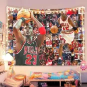 球星掛佈🐮邁克爾喬丹背景布NBA海報背景牆掛布男生房間出租屋裝飾牆布禮物