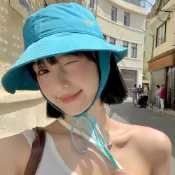 MoonDy 帽子 女生帽子 漁夫帽 日系漁夫帽 遮陽帽 防曬帽 盆帽 大頭圍帽子 大帽沿帽子 綁帶漁夫帽 多巴胺 糖果色 百搭092