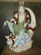 自在水月觀音 - 大型精緻石灣陶