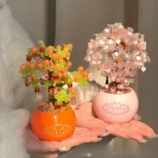 全球選品1館 生活百貨 永生花束積木拼裝盆栽櫻花樹拼圖柿柿如意擺件手工母親節