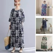 【巴黎精品】現貨+預購 波西米亞長裙沙灘裙棉綢洋裝大尺碼女裝雪紡裙(渡假風碎花吊帶裙女裙子18款b1a6 E)