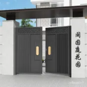 支援安裝 可開發票 別墅大門新款鋁閤金雙開門鐵藝門鄉村院子入戶大門花園電動庭院門【子母門 雙開門 單門】 鋁閤金大門