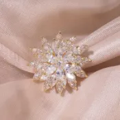 胸針 胸花 閃耀星空鋯石蓮花胸針 高檔精緻西服配飾 水晶花別針 防走光毛衣胸花 衣服別針 衣服配飾
