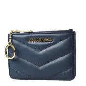 【Michael Kors】JET SET 絎縫山形紋拉鍊證件/鑰匙/零錢包-海軍藍