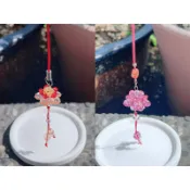 奧地利水晶粉色 紅色喜氣蓮花吊飾 平安符 車上掛飾 送禮 禮物
