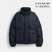 【COACH】四口袋中長版羽絨外套-海軍藍色(CBJ52)｜官方直營