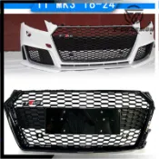 適用於2016-2024款Audi奧迪TT MK3 FV 8S 改裝TTRS款水箱罩前格柵前保桿水箱護罩亮黑蜂窩網中網