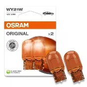 【Osram 歐司朗】WY21W 汽車原廠燈泡 T20單芯黃 12V/21W 7504-2BL 吊卡燈泡 公司貨(2入/卡)