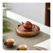 (店+)胡桃木儲水式壺承茶盤 茶盤 實木茶盤 泡茶盤 木製茶盤 茶託 茶臺 新中式小型幹泡臺 家用實木幹泡盤 紫砂壺壺墊