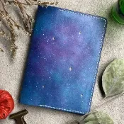 手染宇宙星空 手縫真皮 A5 A6 筆記本 書衣 書套