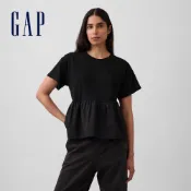 【Gap】有機棉寬鬆拼接層次T恤-黑色(897959)