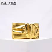 【YTT】壓皺雲朵手拿晚宴包 簡約褶皺小眾剪裁 宴會約會搭配禮服柔軟輕便兩用女士隨身包
