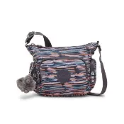 【KIPLING】『牛角包』（網路獨家款）灰底條紋小巧多層側背包-GABBIE MINI 女包