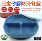 《好媳婦》KOM【兒童矽膠防滑含蓋餐盤-鯊魚款】兒童餐具/分隔餐盤/分格盤子/附蓋子/寶寶餐具/學齡前矽膠盤耐熱220度